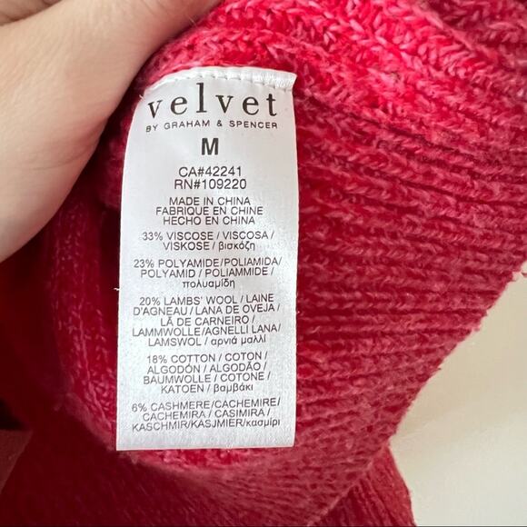 Velvet by Graham & Spencer Red Asymmetric Hem Ribbed Crewneck Sweater - Picture 6 of 6